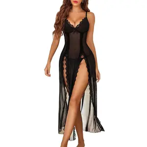 Avidlove Women's  Lace Nightgown - Floral Mesh Chemise with V-Neck & Side Splits - Fitted Loungewear for Comfortable Wear - Soft Lightweight Lingerie SpringStatements Womenswear Sleeveless