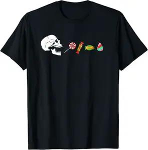 Halloween Skeleton Eats Candy, Funny Halloween Suprise T-Shirt - Taliyaannhun Shop 43B09G1KRMJR