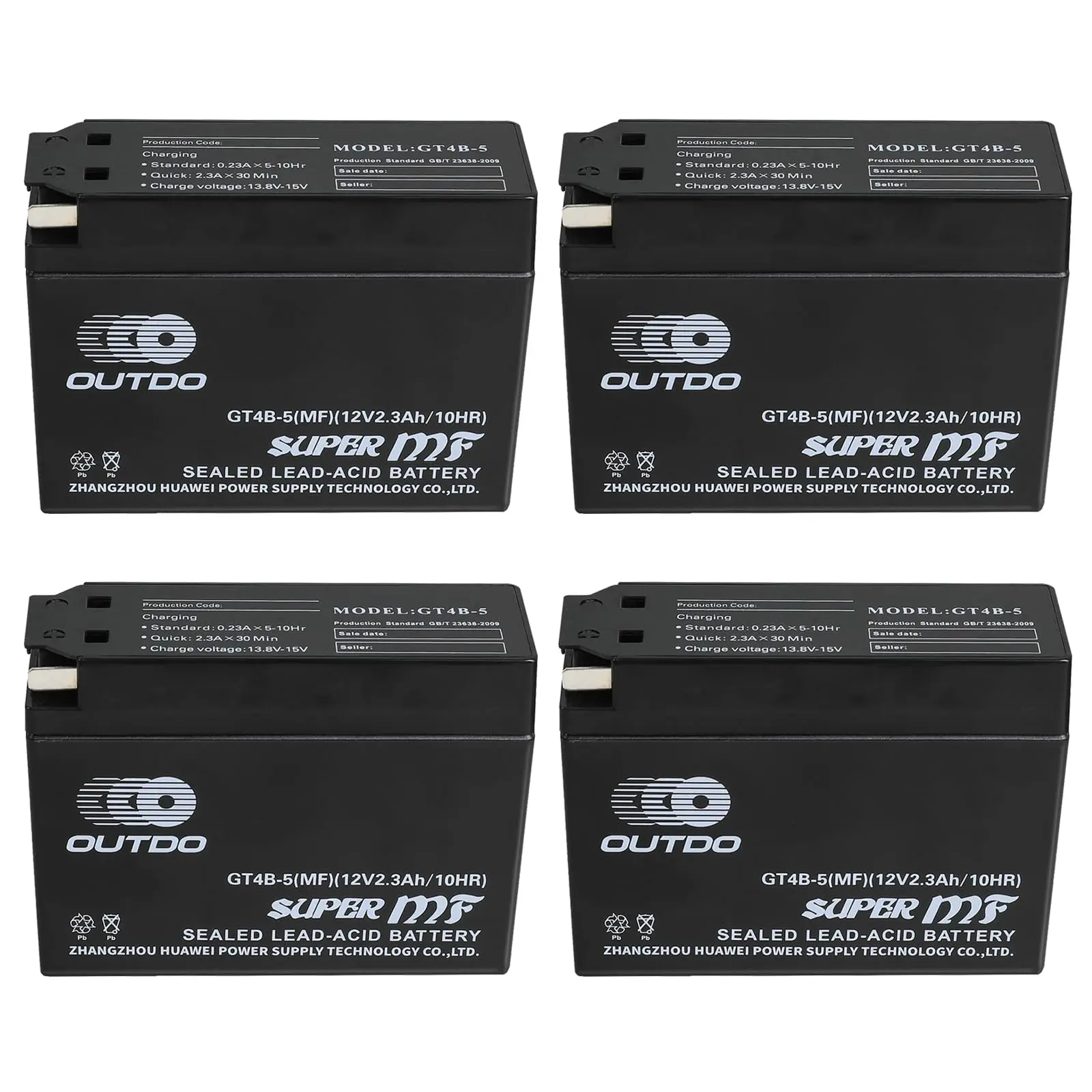 4 Pack Powersports Batteries Sealed Maintenance Free 12V 2.3Ah 10hr Go Kart Auto Battery for Scooter Dirt Pit Bike DR-Z70 TTR50E TTR90E YJ50R Vino 50cc 70cc 90cc SR400 400cc ATV UTV Quad Buggy