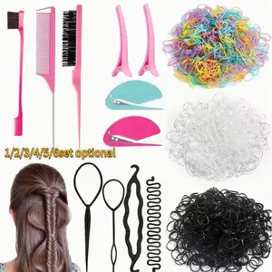 Durable Heatless Hairstyling Tool Set, Hair Styling Tools Includes Comb + Clips + Detachable Design, Perfect for DIY Kids Girls' Hairstyles