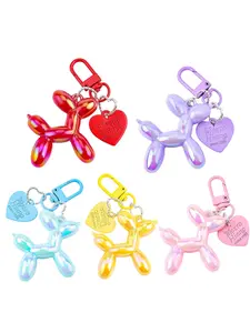 Cute Cartoon Balloon Dog Keychain, Macaron Colors, Stainless Steel Chain, DIY Acrylic Bag Charm, Fashionable Women's Gift, Keychain Kawaii
