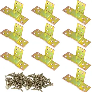 Iron Bed Corner Connectors Set, Includes Installation Screws, Invisible Metal Furniture Stands, Brackets for Beds and Sofas