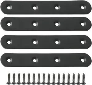 5-Inch Length Stainless Steel Flat Straight Brace Brackets Mending Plates Repair Fixing Bracket,J7340B-4P 4 count Matte Black Finish