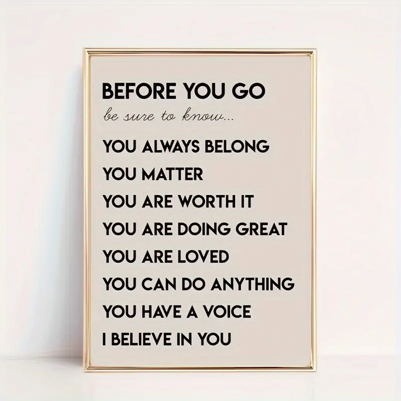 1-Piece Unframed Inspirational Quote Canvas Print - Eco-Friendly Polyester Home Supplies, Retro Minimalist Wall Display, Fade Resistant Wall Artwork, Student Gift (Multi-Size: 8×12in, 30×45cm, 50×75cm)