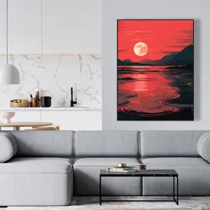 Pictorem C1FC3648LDL7KP 36 x 48 in. Bloody Tides - Gray Framed Print Canvas Wall Art for Home Decor