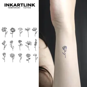 INKARTLINK Tattoo Tech, 2 Sheets Semi-Permanent Temporary Tattoos,Line Series-2 , Adult Art Design,Lasts 1-2 Weeks, Waterproof, Realistic Look, No Adhesive, No Reflection,For Man And Woman,Ideal for Swimming, Party