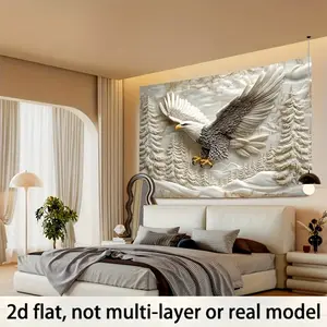 1 classic 2D eagle flying tapestry, large-sized polyester fiber hanging decoration, suitable for living rooms, bedrooms, offices, party decorations, and live streaming backgrounds
