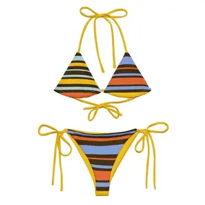 Thai Mango Lime Bikini, Traingle Striped Bikini