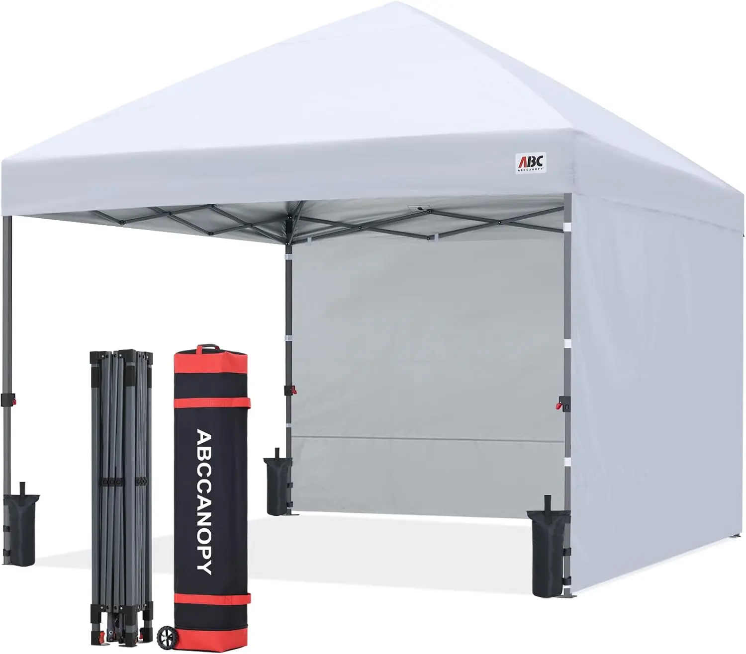 ABCCANOPY Easy Pop up Canopy Tent with 2 Sidewalls for Outdoor Sun Blocking or Rain Protection,10x10, White, Black, Burgundy