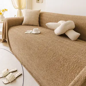 1 Piece INS Style Viral Modern Minimalist Coral Fleece Plush Sofa Throw Blanket | Pet-Friendly Scratch & Stain Resistant Sofa Scarf | Winter-Autumn Usable Washable | Bedroom Living Room Dining Office Universal | Home De Sofa Couch Covers