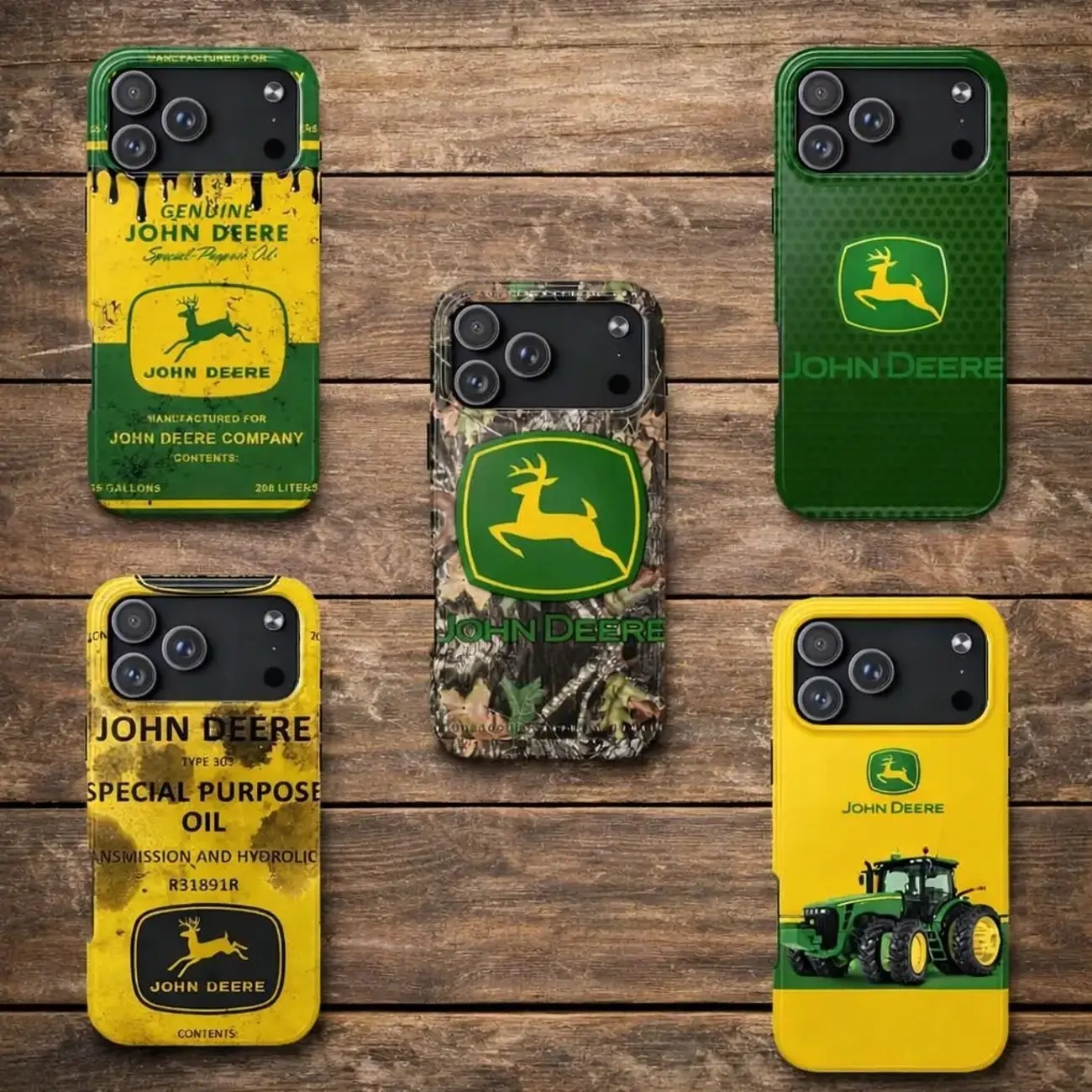 John Deere Phone Case, Vintage Tractor iPhone Case, Rugged Protective Farm Cover, Farmer Gift, Camo Country Style