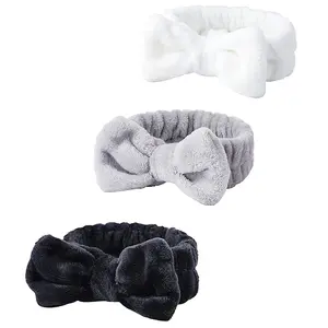 Headband, Makeup, Fluffy Makeup Headbands, Slumber Party Supplies, Facial Headbands Headband for Washing , Bow Hair Band
