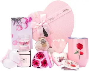 Christmas Gifts Box for Girlfriend Wife Lover Birthday Gifts for Women Heart-shaped Pink Rose Love Gift Basket Love You Gifts Wedding & Engagement Gifts Anniversary Romantic Christmas Gifts