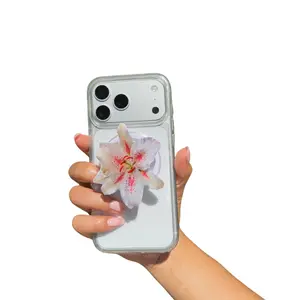 White Lily Magsafe Phone grip Handmade
