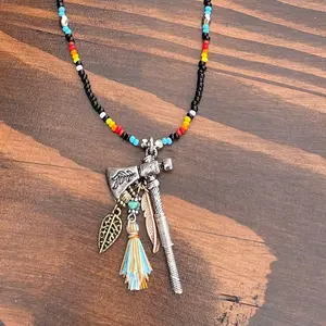 Western Bead Necklace with Axe