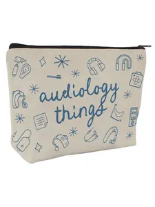 "Audiology Things Large Capacity Makeup Bag - ENT Specialist Pouch for Hearing Aids, Batteries & Cosmetics | Travel Organizer Gift for Her, Audiologist, Best Friend on Christmas, Birthday | Sassy Medical Professional Accessories"