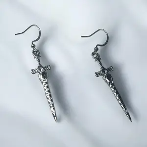 Eclipse Sword Handmade Earrings Stainless Steel Hypoallergenic Tarnish Resistant Sword Earrings for Women