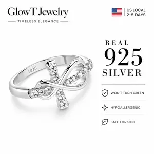 925 Sterling Silver Infinity Cross Ring, Pave CZ Twisted Knot Design, Hypoallergenic Statement Band, Religious Christian Jewelry, Eternal Love Promise Ring, Gothic Minimalist Style, Sparkling Stackable Ring for Women, Daily Wear & Gift