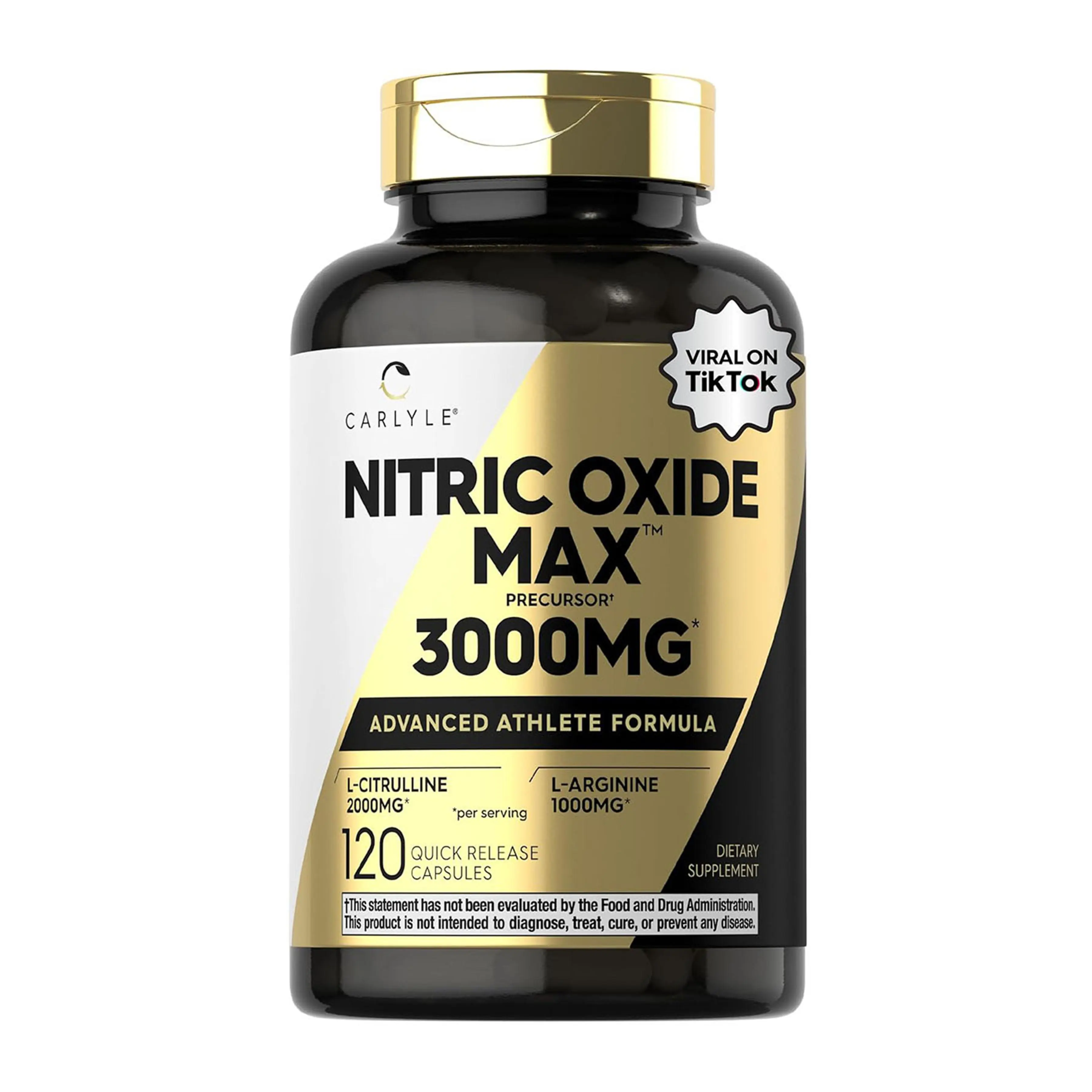 Carlyle Nitric Oxide Supplement 3000mg | 120 Capsules | with L-Arginine & L-Citrulline | for Men & Women | Pre & Post Workout | Non-GMO, Gluten Free