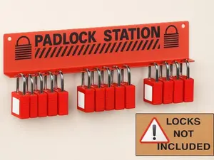Red Heavy-Duty Padlock Station-Gauge Steel Construction