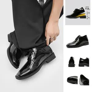 2026 Autumn New Men's British Style Shoes, Chunky Head Height Increase Business Casual Leather Shoes, Office Commute Formal Dress Shoes