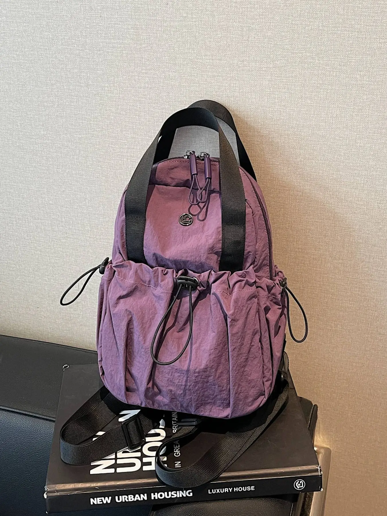 functional style Casual Nylon Backpack, Multifunctional travel backpack, practical style casual simple versatile crossbody bag, multi pocket design, can accommodate personal items, suitable for daily shopping and commuting, Travel Backpack