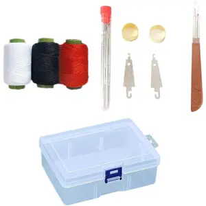 49-Piece Sewing Kit with Box, 40 Needles, 3 Spools, Needle Threaders, White Black Red