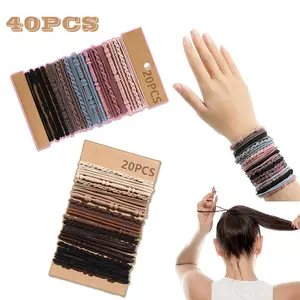 40PCS Boho Hair Bracelets for Women Elastic Bracelets Hair Ties No Damage Hair Bands for Girls Thick Thin Long Curly Hair Accessories