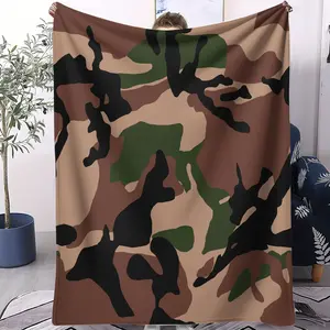 Brown camouflage pattern blanket, suitable for all seasons, suitable for beds, sofas, cars, room decorations, and gifts, suitable for children and adults, Flannel Throw Blanket