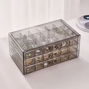 Transparent 3-layer bead grid storage box, inspired style, rectangular shape, drawer design, very suitable for bead storage and organization, DIY crafts, bead jewelry storage, bead and jewelry making