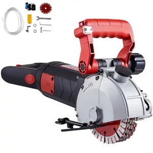 Wall Cutting Machine, 5800W Grooving Machine, Maximum Groove Depth and Width 2" x 1.5", Concrete Grooving Cutting Machine with 5 Saw Blades and Water Pump