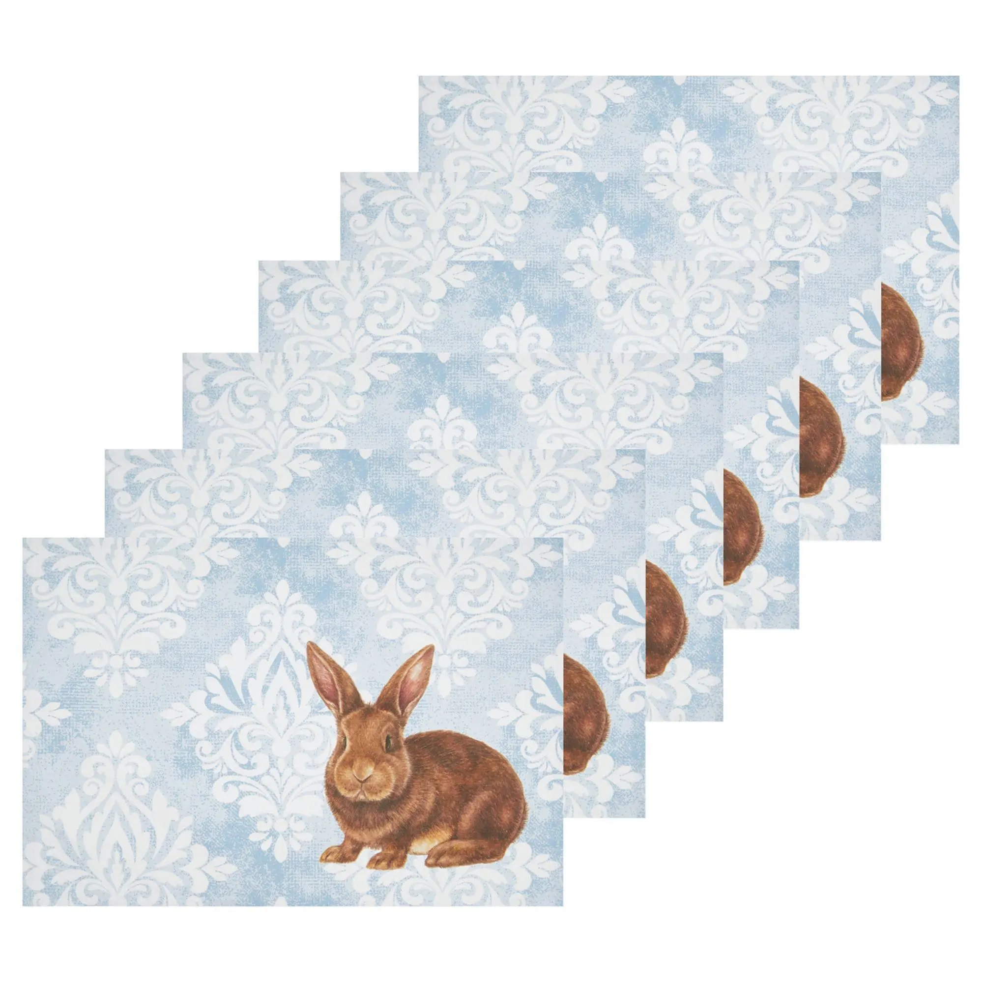 Damask Bunny Set of 6 Placemats by Valerie
