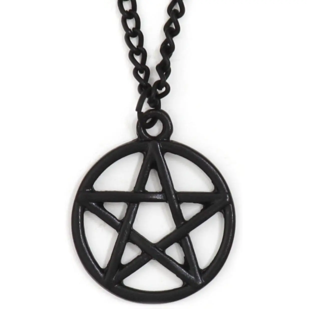Pentagram Necklace Black Tone Pentacle Star Statement Pendant Fashion Jewelry 3/4 Inch Pendant 19 Inch Chain Thoughtful Gift