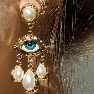 Women's Unique Fashion Exaggerated Evil Eye Pearl Tassel Dangle Earrings Daily Wear Wedding Date Vacation Halloween Party Christmas New Year Valentine's Day Mother's Day Gift