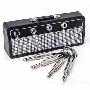 【FaddishDeal】Guitar Amplifier Key Holder with 4 Guitar Socket Keys & 1 Wall Mounting Kit, Classic Keychain Charm Design, Quick Easy Installation, Home Decor, Room Accessories