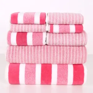 8-Piece Striped Premium Bathroom Towel Set, Quick-Dry High Absorbent Bath Towels, Includes 2 Bath Towels, 2 Hand Towels, 4 Face Cloths, Ideal for Home, Hotel, Spa