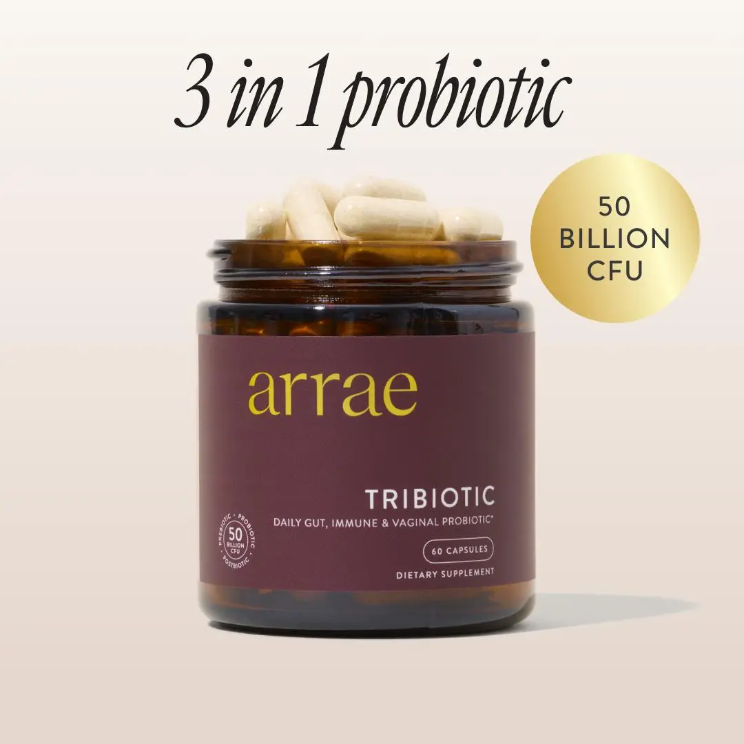 Arrae Tribiotic | 3-in-1 Prebiotic, Probiotic, & Postbiotic w/ Immunoglobulin|Natural Gut, Immune, Skin, & Women’s Health Supplement | 50 Billion CFU Healthcare Fitness Edible