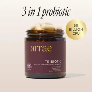 Arrae Tribiotic | 3-in-1 Prebiotic, Probiotic, & Postbiotic w/ Immunoglobulin|Natural Gut, Immune, Skin, & Women’s Health Supplement | 50 Billion CFU Healthcare Fitness Edible