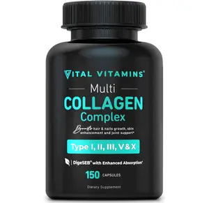 Vital Vitamins Multi Collagen for Women & Men - Type I, II, III, V, X - Grass Fed, Non-GMO - 150 Capsules