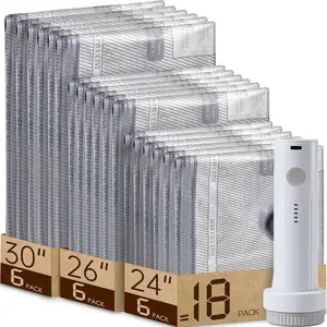 Travel Vacuum Sealer Bags with USB Electric Pump Space-Saving Lightweight Organizers for Clothes & Travel Must-Haves 9/12/15/18 Pack