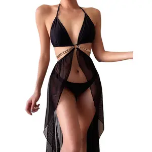 Bikini Swimsuit, Women Beachwear Set Small Chest Bathing Suit Cover Gathered Wrap Swimming Bathing Suit with Cover