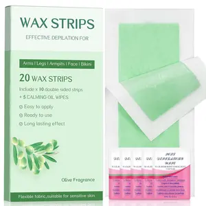 Wax Strips - Body Waxing Strips, Wax Kit for Women & Men - Brazilian Wax Kit, Back Waxing Kit, All Skin Types, Face, Arms, Legs, Armpits, Bikini, 98% Natural, Hypoallergenic Odourless, Green