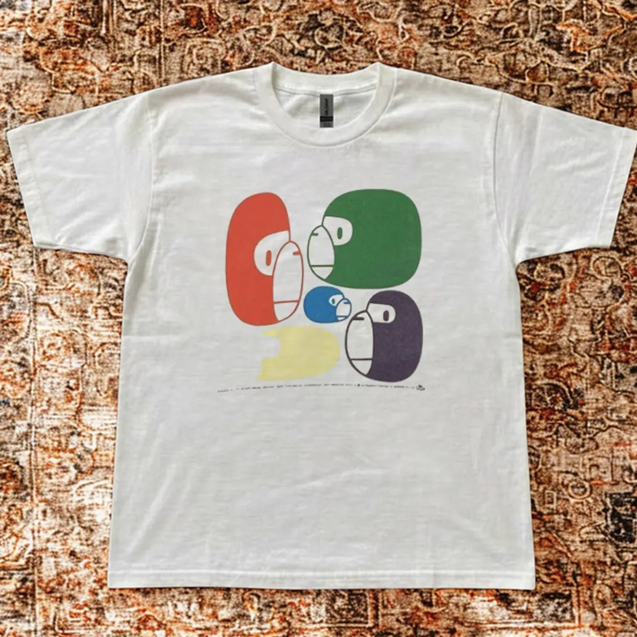 [ New Drop ] Abstract Ape Head Graphic T-Shirt, Colorful Minimalist Streetwear Tee, Modern Pop Art Fan Gift, White Cotton Casual Unisex Shirt