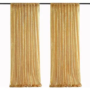 Gold Sequin Backdrop Curtain Panels Stage 2 Count  2FTx8FT Wedding Party Background Drapes Banners