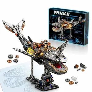 Steampunk Mechanical Whale Building Blocks 1386S – Moving Gear Ocean Model Kit | DIY Kinetic Sculpture Desk Decor, Fast US Shipping