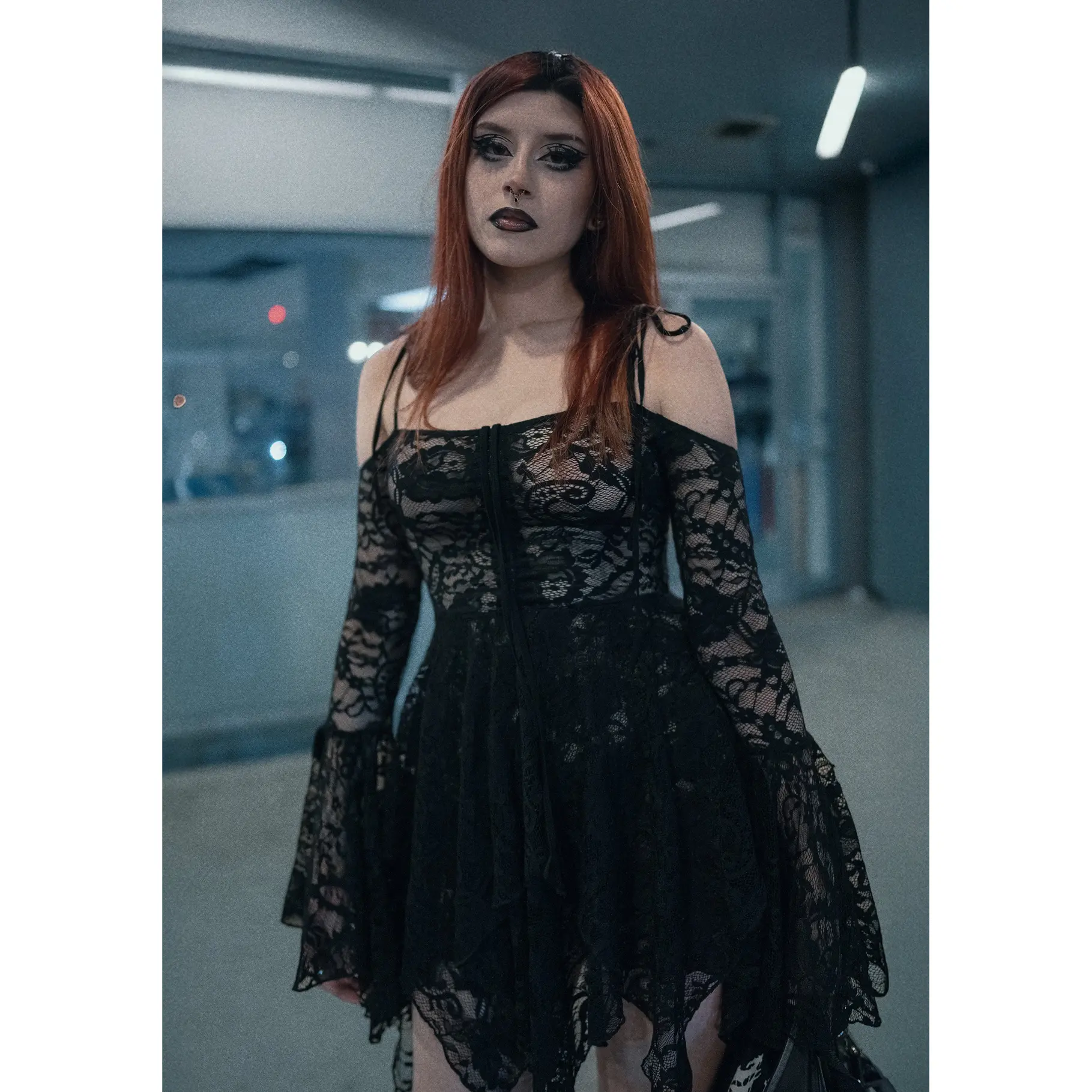 black lace handkerchief dress Black Lace Handkerchief Hem Dress