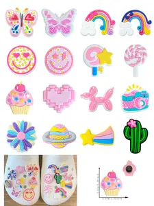 Millennial Shoe Accessories Set, 8-16 Cute Butterfly Rainbow Buckles, Ideal for Holey Shoes, Girl DIY Sandals Decor, Party Gifts, Shoe Charms