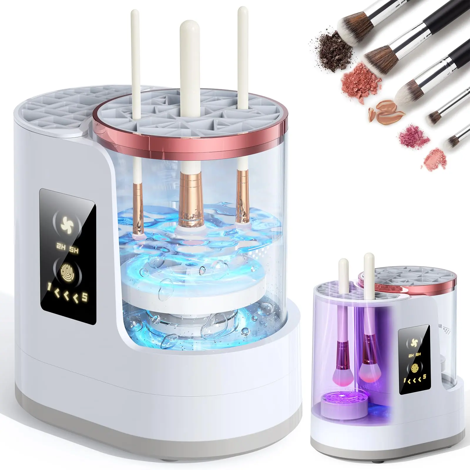 3-in-1 USB Rechargeable Electric Makeup Brush Cleaner & Dryer - Portable Fast Spin Deep Cleansing Machine for Sponges, Foundation, Blush, Home Cosmetic Care Tool, Party Gift
