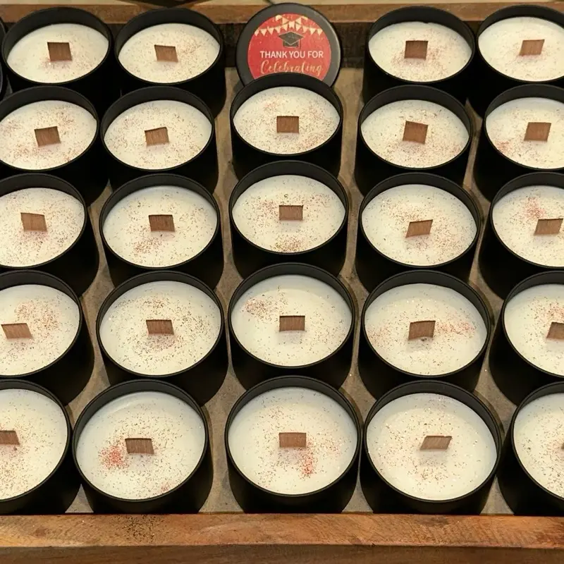 Personalized Graduation Favor Candle | Custom Graduation Party Gift | 4 oz Wooden Wick Candle