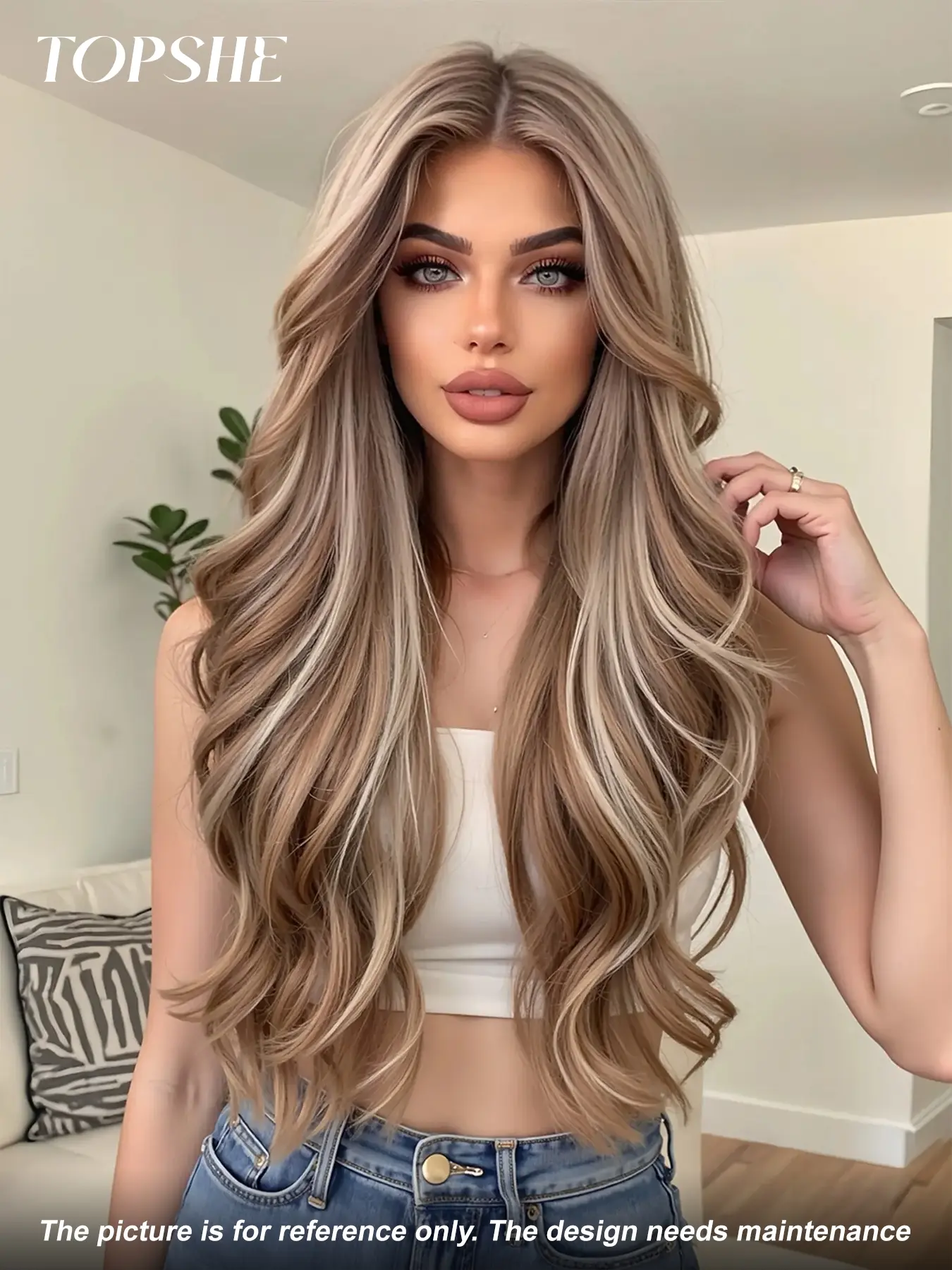 13x6 Lace Front Wig Highlights Long Curly Hair, Natural Look, Lightweight Breathable, Perfect for Christmas & Holidays